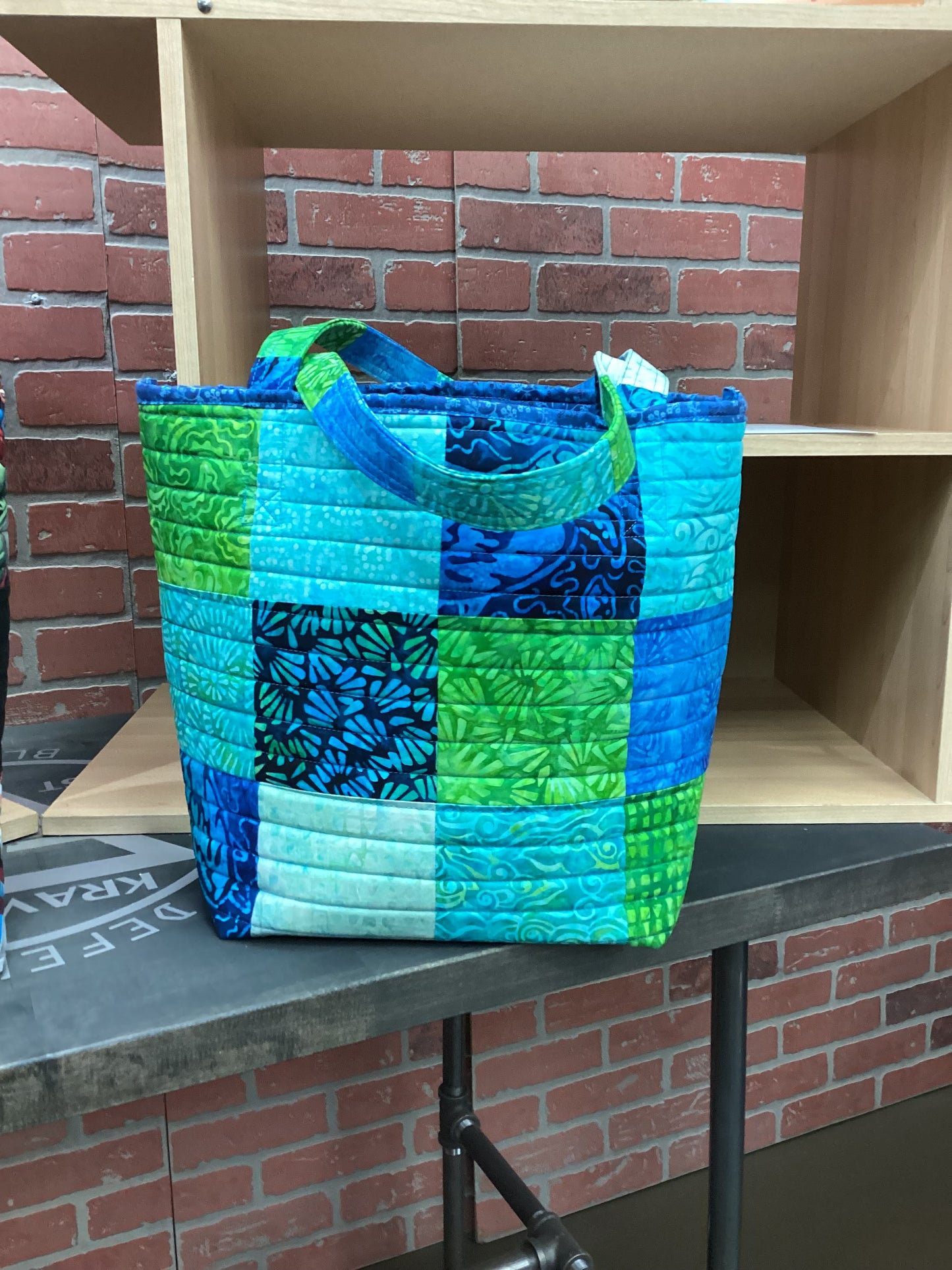 Island Hand made quilted tote bag
